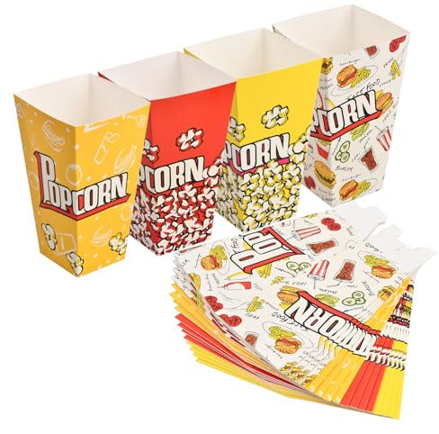 Cozlly 20 Piezas Cajas de Palomitas Carton Grande, Bolsa de Palomitas Papel, Cubo Palomitas Reutilizable, Contenedor de Palomitas para Dulces, Bocadillos, Fiesta, Boda, Cumpleaños, Noche de Película