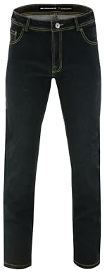 BLACKWILD Denim Motorradhose mit Kevlar-Schutz | Knieschützer im Lieferumfang enthalten | Aufrüstbarer Hüftschutz – Ideal für Motorrad, MTB (DE/NL/SE/PL, Bundweite & Schrittlänge, 32, 30, Schwarz)