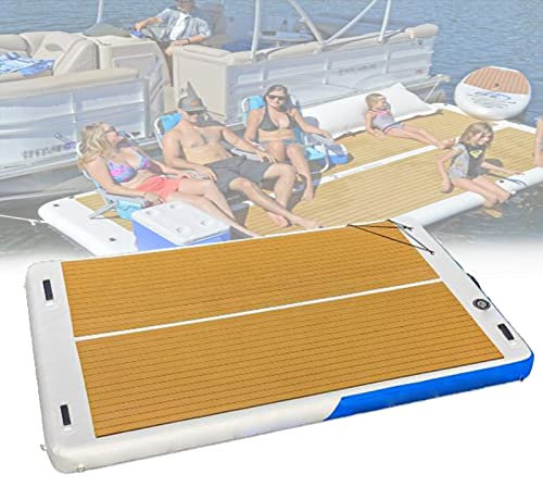 NOALED Radeau d'île Flottante, Piscine Gonflable Flottante, Chaise Longue Flottante de Plage, lit de Repos Gonflable à l'eau, Quai de Bateau, 6,6 Pieds