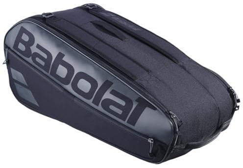 Babolat - Sporttasche für Schläger Modell Cross Court, Kapazität 65 Liter, Schwarz, Ultra-Robust, Zwei Hauptfächer, DREI Zubehörfächer, Rückentrage, Wasserabweisendes Material