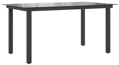 Iiaky Mesa de jardín de Aluminio y Vidrio Negra 150x90x74 cm Mesa terraza Exterior Mesa de Comedor jardín Mesa Jardin Exterior Garden Table mesas terraza