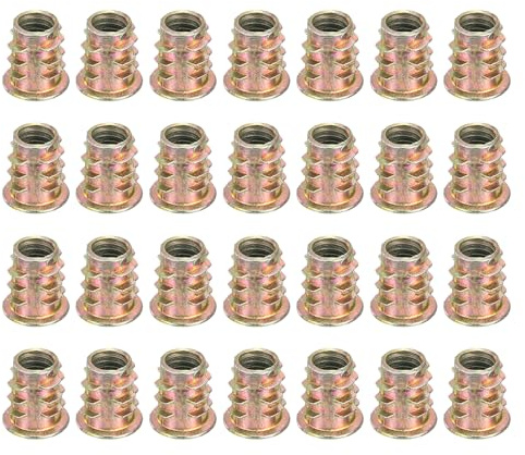 sourcing map 28 Pcs Threaded Inserts for Wood, Zinc Alloy M6 Thread Inserts Nuts Hex Socket Drive Screw 11.5mm Length for Furniture, Cabinet, Tables and Chairs