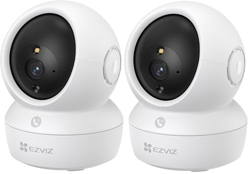 2-pack H6c Pro 3MP Wi-Fi övervakningskameror för baby med rörelsedetektering, smart spårning, tvåvägs mörkerseende, Alexa-fjärrkontroll – vit