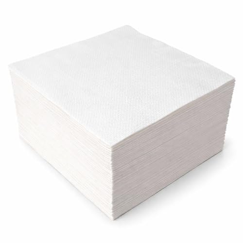 500 Servietten 33x33 cm Weiß – 1-lagige Papierservietten – 1/4 Falz – Prägeservietten Großpackung für Gastronomie & Catering