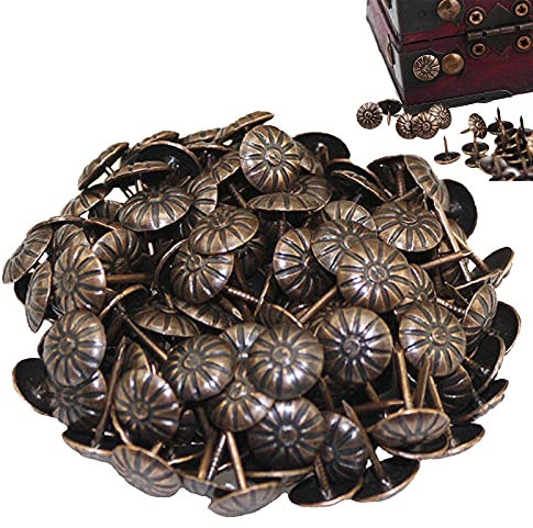 500 Pièces Bronze Clous Décoratifs Rétro Antiques Clous Décoratifs Clou Tapissier Décoratifs de Meubles Tacks pour Renforcer Et Décorer Canapés Lits Placards Murs Boiseries Bronze Rouge 11 x 16mm