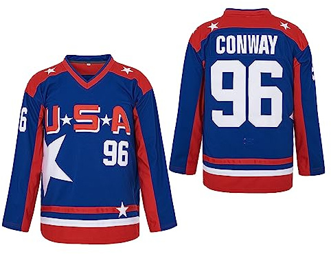 CGUBJI Men's #96 Charlie Conway Team Movie Hockey Jersey Stitched Size M Blue