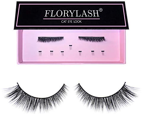 FLORYLASH® | Cat Eye Look - Magnetische Wimpern 3 Magnete Natürlich Magnetic Fake Lashes ohne Eyeliner 3D Volumen Set Wiederverwendbar (Größe S, 25 mm breit)