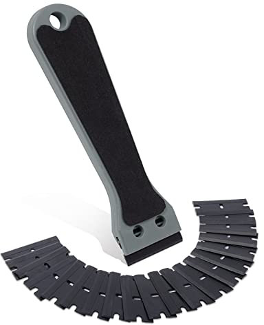 FOSHIO 1PCS Plastique Grattoir avec 20 de Plastique, Grattoir pour rasoir avec poignée en EVA, pour racler la peinture et autocollant, (Gris)