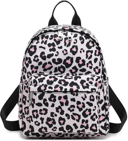 Mimfutu Petit Sac à Dos Femme, Mini Sac à Dos pour Ados Filles Dames (Léopard Rose)