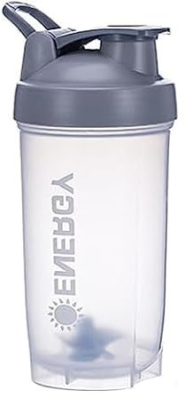 Yowlens Protein Shaker Bottle Sports Supplements Shakers With Mixer Ball, BPA Free Leak Proof Screw On Lid Workout Water Cup 500 ml（Grey）