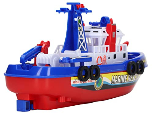 Bateau De Feu Jouet Jouets De Bain pour la Baignoire, Jouet De Piscine Lumineux, Bateau Jouet Flottant avec Arroseur d'eau, Jouets De Bain