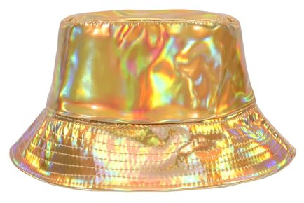 MILAKOO vattentät hink hatt punk hip hop hologram metallisk hink hatt vattentät regnhatt för unisex, B4: Guld, 55/58 cm