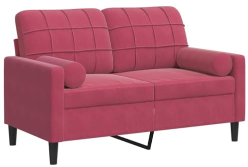 vidaXL Divano a 2 Posti con Cuscini Rosso Vino 120 cm in Velluto, divano, sofà, divano imbottito, divanetto, poltrona, divano lounge