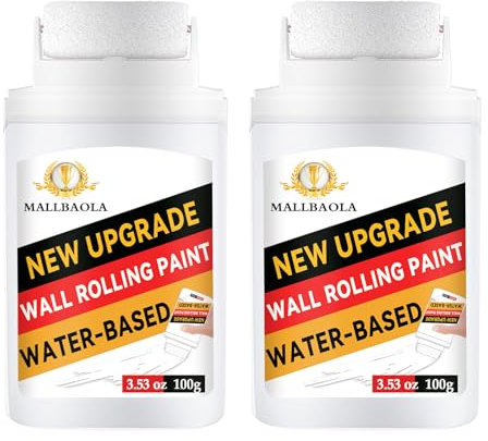 Pintura Pared Blanca, Rodillo Pintura Pared, Kit Portátil de Pintura Pared Blanca, Pintura Rodillo de Secado Rápido y a Base de Agua, Pintura Blanca para Cubrir Graffiti y Manchas (Paquete de 2)