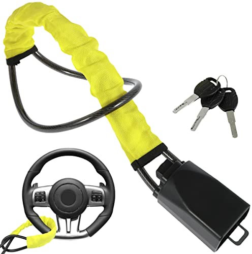 Lenkradkralle, Lenkradschloss für Auto,Lenkradschloss,Wegfahrsperre Auto,Diebstahlsicherungen vom Lenkrad bis zur Gurtsteckdose,für PKW,LKW,SUV,Van(gelb)