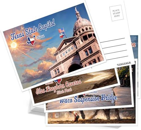 SHOXREM Texas Postcards Set, 24 Pieces, 4 x 6 inches, Retro Travel Landmark Wall Decor