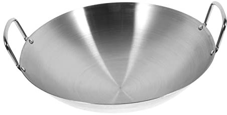 BESTYASH Wok in Acciaio 28cm Pentola Per Friggere Padella Fondo Tondo Riscaldamento Uniforme Utensile Da Cucina Per Fornelli a Gas Uso Domestico Grande Capacità