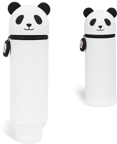 VynyQoo Astuccio Scuola Silicone, 2 in 1 Espandibile Portacolori, Portapenne, Astucci Bambina, Cancelleria Cute Bambini per Ufficio, Scuola, Panda