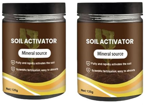 Activateur du sol pour les plantes, engrais végétal pour les lits de jardin surélevés, améliorer la séquestration en carbone des sols, source minérale pour le mélange de rempotage(120 g) (2pcs)