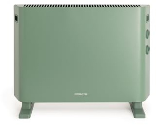 CREATE/WARM HANDY/Convector calefactor aire verde sage/Función ventilador y aire caliente, hasta 20m², 4 modos, ligero, silencioso, bajo consumo, 57x 23x43 cm, 2000W