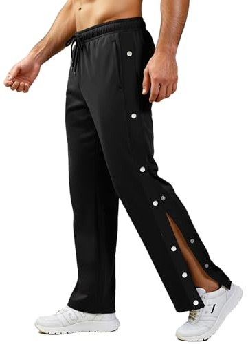 Neteson Pantaloni da Jogging Apertura Laterale Pantaloni da Riabilitazione da Uomo Pantaloni da Allenamento con Bottoni Laterali Pantaloni Sportivi Postoperatori Palestra Ginnastica