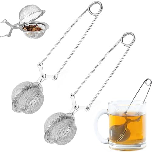 MOLIMOLI Tea Tongs, Pack of 2, Tea Infuser, Stainless Steel, Tea Strainer Ball Shape for Loose Tea, Tea Infuser Strainer with Pressure System, Teaballs Tea Infuser (4.5 x 16 cm)