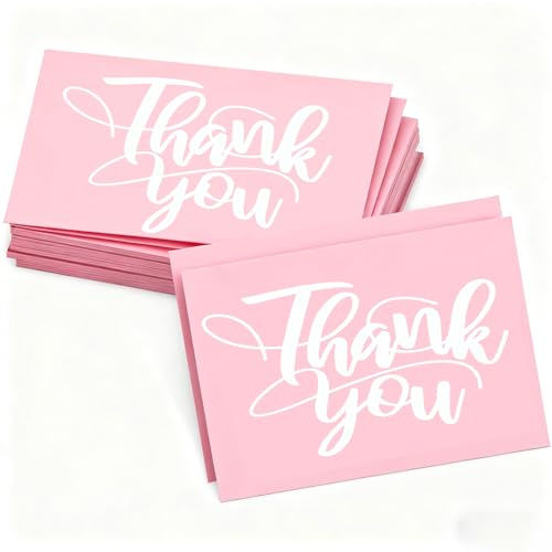 Nybrax 100 Pièces Carte merci, Carte de remerciement mariage, Carte Postale, Carte de remerciement, Petites cartes de remerciement en vrac, pour mariage, remise de diplôme, enseignant (5.4 x 9 cm)