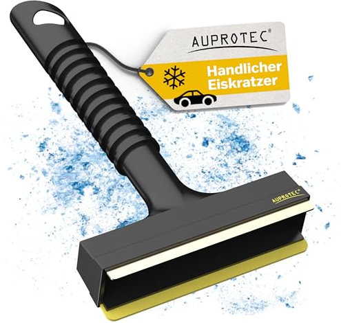 AUPROTEC Grattoir à Glace avec racloir en Laiton Poignée antidérapante et Raclette de Caoutchouc A 13 Noir-Jaune