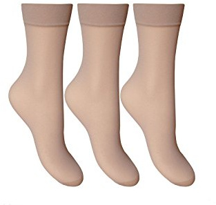 Joanna Gray Comfort Top 15 Denier Anklet Socks (3 Pair Pack) (Natural)