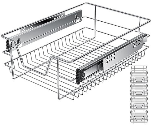 KESSER® Teleskopschublade 4x 40 cm ✓ Küchenschublade ✓ Küchenschrank ✓ Korbauszug ✓ Schrankauszug ✓ Vollauszug ✓ Schublade