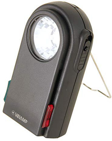 Velamp Chemin de Fer 2 Lampe de poche extra plate, 3 LED, avec filtres rouge et vert, bouton morse, suspendue, super lumineuse, pour camping, urgence, chasse, trekking, noir