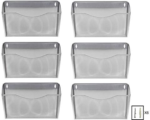 EasyPAG Metall Querformat A4 Zeitschriftenhalter Wand Zeitschriften Wandhalter Aktenablage Dokumentenhalter Hängend Magazin Organizer,6er-Pack,Silber