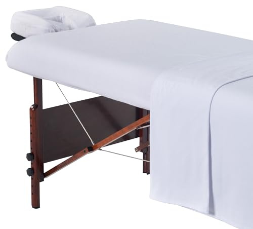 Master Massage bomull flanell lakanset (3-delat set) massage bordsskyddsset, skönhetssalong spa säng ersättningsskydd, inkluderar bordsskydd, ansiktskuddskydd, bordsskydd (rent vit)