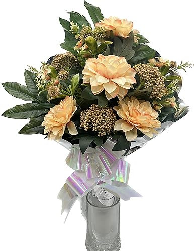 Ramo para Cementerio de Flores Artificiales de Tela para Todos los Santos Medida + -78cm.ENCARADO DALIAS SALMÓN