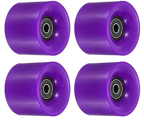 PATIKIL 60mm Longboard Ruedas con Rodamientos ABEC-9, 4 Paquetes Calle Ruedas para Patinetas Crucero Rueda Repuesto 80A, Violeta Negro