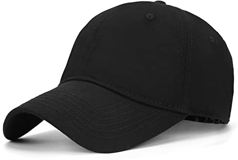 Oversize XXL Baseball Cap for Big Heads 23.6-25.6, Extra Large Cotton Baseball Hat, Plus Size Unstructured Dad Hats Black
