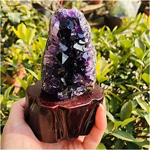 ZTHOME Minerales Piedras Natural Purple Crystal Cluster Natural Uruguay Amethyst Cave Decoration + Base Crystal Stones Decoración (Size : 500-600g)