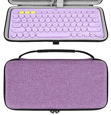 Geekria Keyboard Carrying Case, Hard Shell Protective Travel Bag for Small Compact Keyboard, Compatible with Logitech Pebble Keys 2 K380s / K380 (Lavender)