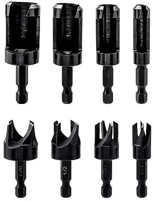 Bestgle 8 Pezzi Frese per Tappi in Legno, Set di Frese A Spina per Legno, in Acciaio Al Carbonio, Per Trapano 6 mm, 10 mm, 13 mm, 16 mm