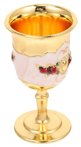 CIYODO Copa De Vino Alta Irrompible De Aleación De Zinc Diseño Elegante Adecuada Para Fiestas Vaso De Licor Versátil Floral Dorado y Rojo Copa Reutilizable Para Bebidas Frías y Calientes