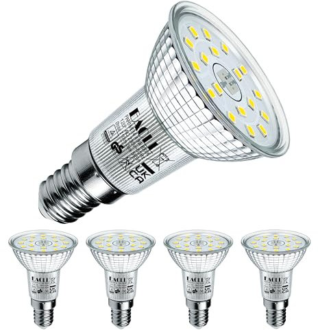 EACLL Ampoule LED E14 Blanc Froid 4.9W Équivalent Incandescence Halogène 75W, Lot de 4. 710 Lumens 6000K Non Dimmable, Large Faisceau 120° Spot, Éclairag sans Scintillement, R50 Lampe à Réflecteur