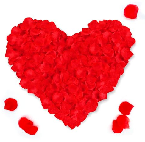 ANMOYIXIA Rose Petals for Bedroom Red Rose Petals for Wedding Artificial Silk Rose Flowers for Confession, Anniversary, Birthday Decorations, Wedding with Hand Scattered Petals (1000, Red)