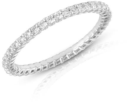 Amazon Essentials IGI Certified 0.5 Carat Lab Grown Diamond Eternity Band in 14k White Gold - Size 5.5