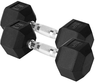 Cast Iron - Chrome Grip Hex Dumbbell 5 lbs - Pair