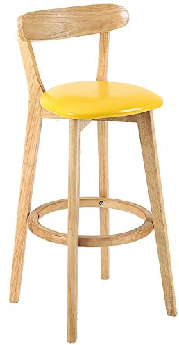 DFKGLCRR Barhocker mit Rückenlehne und Fußstütze, gepolstert Moderne Theke Küche Esszimmer Barhocker, Holzrahmen hohe Barhocker, 300lbs, einfache Montage (Yellow-1ps,71cm/28in)