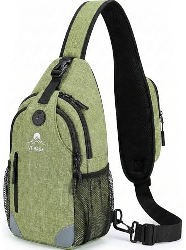 Sling Backpack for Women & Men, Crossbody Travel Bag with Water Bottle Holders, 17 Pockets, Quick-Access Phone Pocket, Hidden Security Pocket, Fits 11 Tablet, for Daily Carry, Travel, Theme Parks
