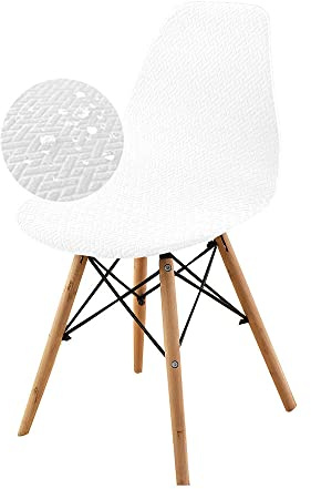 WJHDWYD Coprisedia con Schienale, Elasticizzato Coprisedie Scandinavo Coprisedie Senza Braccioli Laterali A Conchiglia per Cucina,Soggiorno,Sala da Pranzo,Camera(Bianco Latte,6pcs)