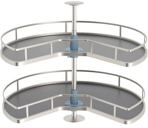 JOWBOOW 28 Kidney Corner Cabinet Lazy Susan, 270° Height Adjustable Replacement Shelves for Kitchen Corner Cabinet (Cannot be Door-Mounted)