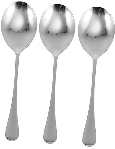 iplusmile 3 pièces Lot de Cuillères de Service Acier Inoxydable Résistantes Grandes Cuillères à Soupe pour Buffet et Restaurant Surface Lisse et Facile à Nettoyer