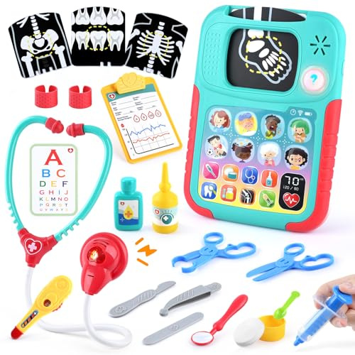 PLAY Doctor Kit for Kids with Learning Tablet, Real Stethoscope Toy Set